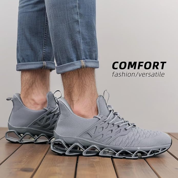 Men's Slip on Walking Running Shoes Blade Tennis Casual Fashion Sneakers Comfort Non Slip Work Sport Athletic Trainer