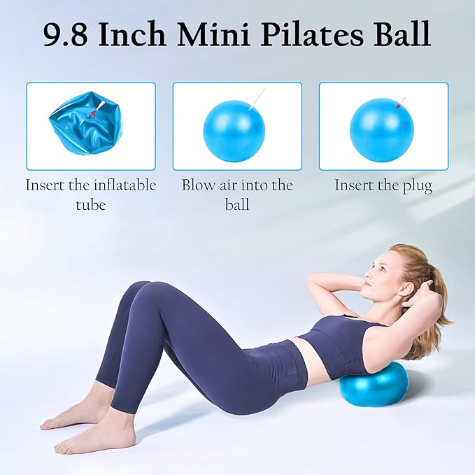 Pilates Ring Set – Magic Circle with Dual Padded Handles, Mini Exercise Ball & 5 Resistance Bands | Pilates Kit for Women | Home Workout Equipment for Full-Body Training & Fitness Set