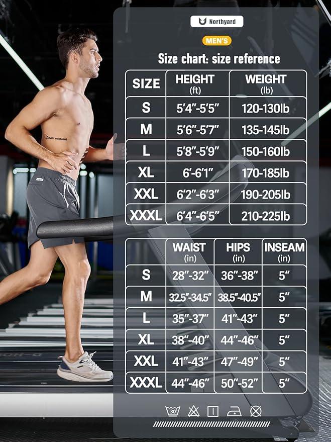 NORTHYARD Men's Running Athletic Shorts 5"/ 7"/ 9" Workout Gym Short Tennis Quick Dry Active Sport Hiking Basketball