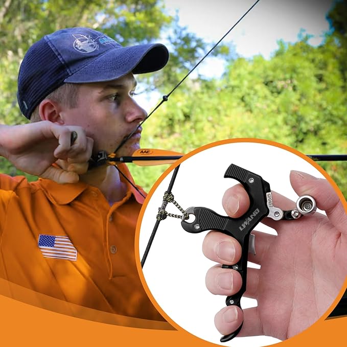 LWANO Archery Compound Bow Release Aids Trigger 3-4 Finger Adjustable Wristband Thumb Arrow Release Aids for Adults Youth Hunting Shooting Training Accessories