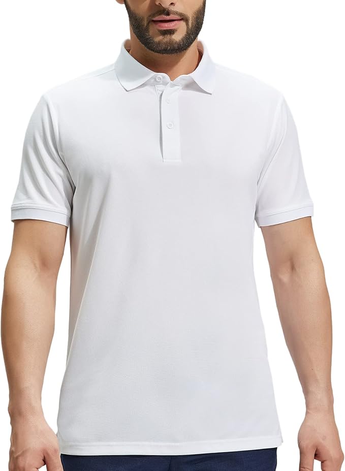 MIER Polo Shirts for Men Short Sleeve Quick Dry Polyester Collared Shirts Casual Golf Shirts, Moisture-Wicking