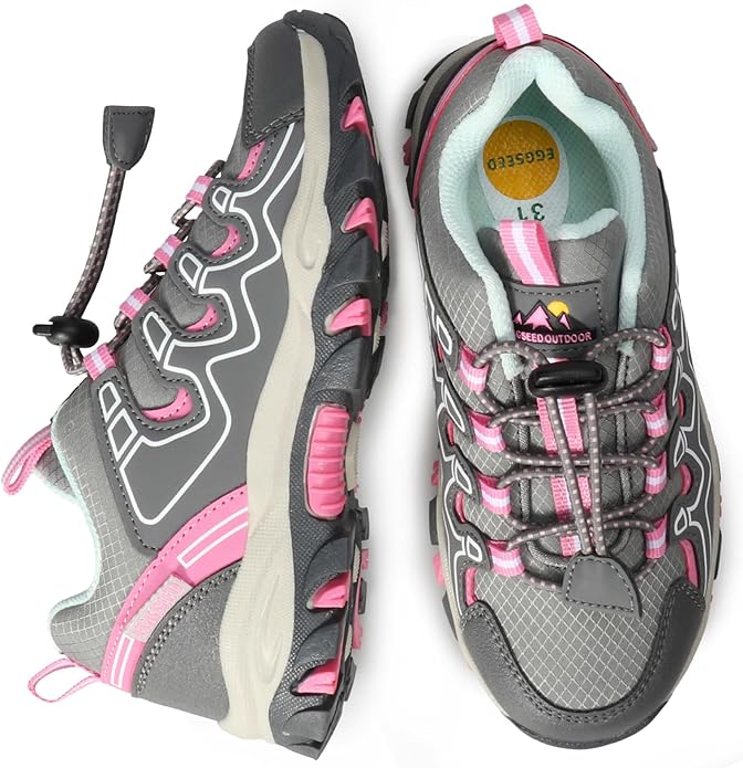 UOVO Boys Girls Hiking Shoes Kids Waterproof Running Trail Fashion Sneakers Breathable Lightweight Non-Slip Outdoor Walking Sports Shoe(Little/Big Kids)
