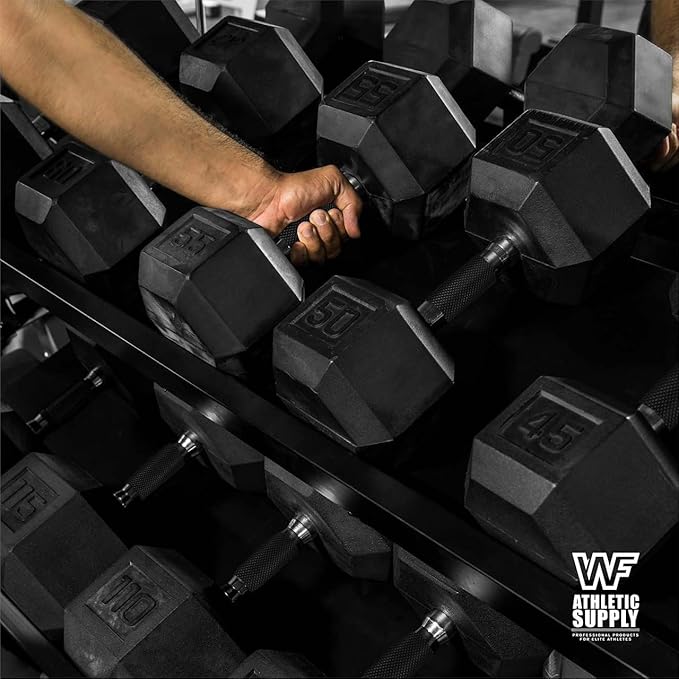 WF Athletic Supply 200Lb Dumbbell Set, 10-30Lb Dumbbell Set with A Frame Storage Rack for Muscle Toning, Strength Building & Weight Loss - Multiple Choices Available