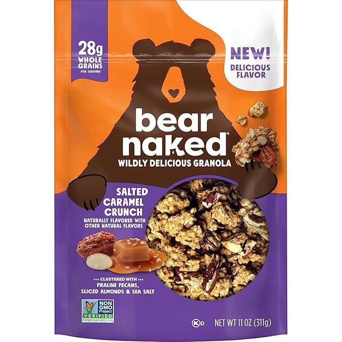 Bear Naked Granola Cereal, Whole Grain Granola, On-the-Go Snacks, Salted Caramel Crunch, 11oz Bag (1 Bag)