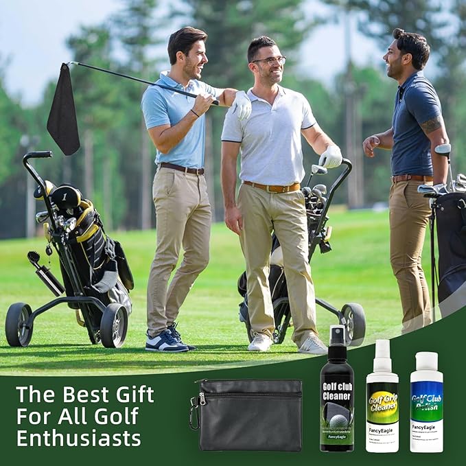 Golf Club Care Kit - Clean, Polish and Restore Irons, Drivers, Putters -Remove Rust, Scratches & Restore Tackiness | Includes Golf Club Cleaner, Polish, Grip Cleaner, Magnetic Towel & Golf Club Brush