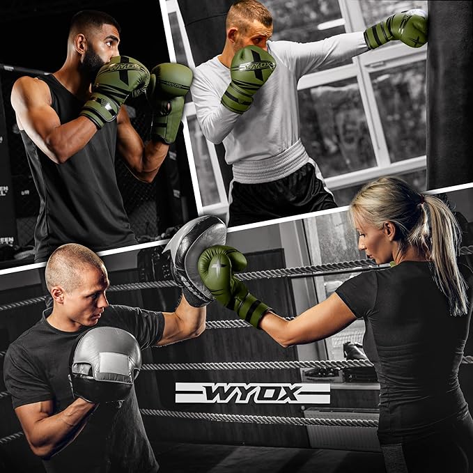 Wyox Boxing Gloves for Men & Women โ Professional Training, Sparring & Heavy Bag Gloves for Boxing, Kickboxing, Muay Thai, MMA โ Premium Leather, Multi-Layer Shock Absorption, Ventilated Palm