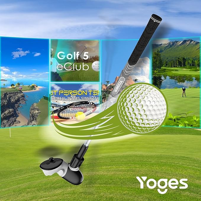 YOGES Adjustable Length VR Golf Club Handle for Meta Quest 3S/Quest 3/Oculus Quest 2, 90 Degree Virtual Reality Baseball Controller Attachment, Simulator Real Golf Game (ONLY for Right Controller)
