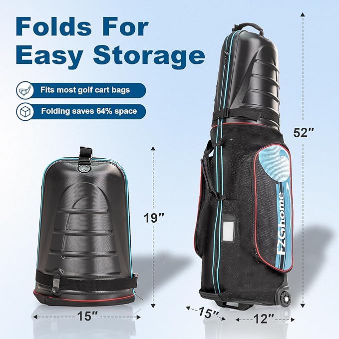 Golf Travel Bags for Airlines with Hard Case Top & Wheels, Hard Shell Top Protect Golf Club, 1680D Heavy Duty Oxford, Wide-Mouth Effortless Packing, Lightweight, MidnightFjord