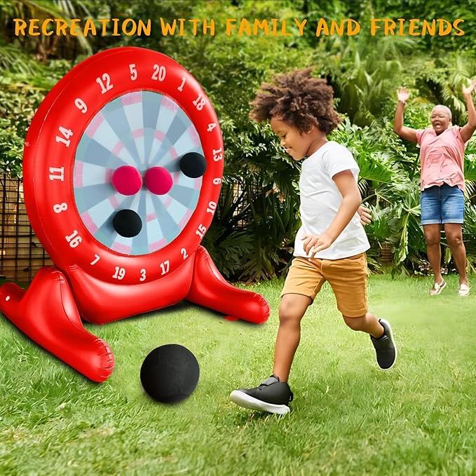 6Ft Tall Giant Kick Darts Games Inflatable Giant Kick Darts Games,Jumbo Outdoor Soccer Green Target Dartboard with Soccer Balls and Air Pump for Sports