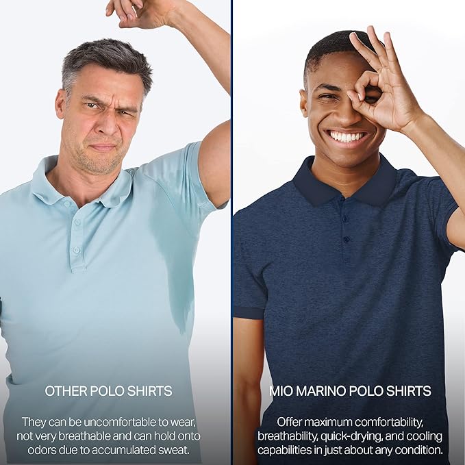 Mio Marino Golf Polo Shirts for Men - Dry Fit - Ultra-Thin Breathable Fabric