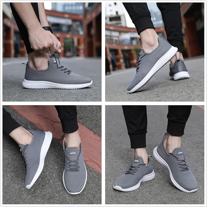 WXQ Men's Running Shoes Comfortable Lightweight Breathable Walking Shoes Mesh Workout Casual Sports Shoes