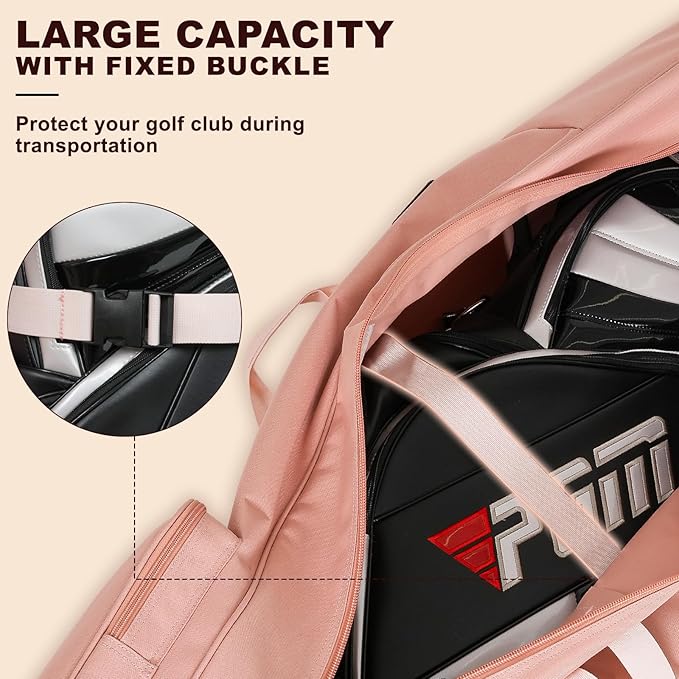 Golf Travel Bags for Airlines with Adjustable Support Rod and Detachable Shoulder Straps, Soft Foldable Golf Club Travel Covers, 900D Heavy Duty Oxford