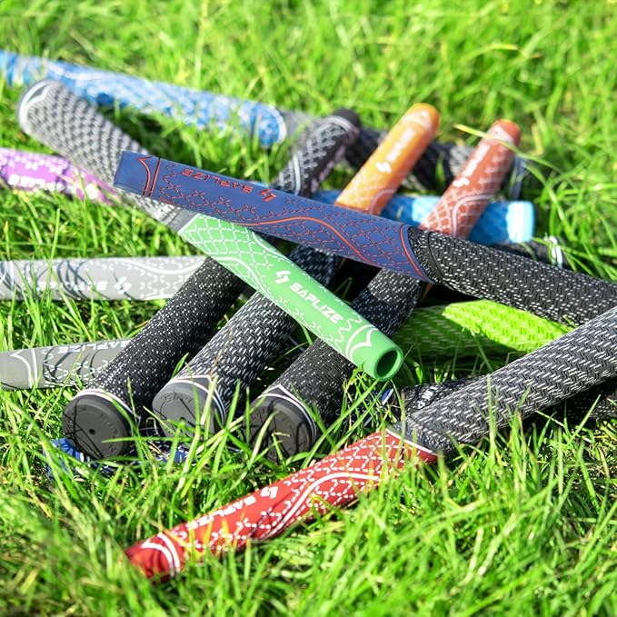 SAPLIZE Hybrid Golf Grips (CL07) - Set of 13, Innovative Design, Cross Corded Rubber Technology, Options of 8 Colors, Standard/Midsize, Basic/Deluxe Kit for Choice, Multicompound Golf Club Grips