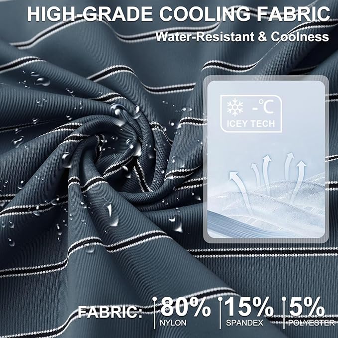 M MAELREG Mens Striped Golf Shirts Short Sleeve Silk-Like Touch Water-Resistant Breathable Soft Collared Polo Shirts for Men