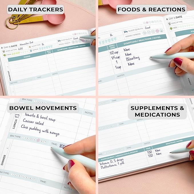 Clever Fox Food Sensitivity Journal Large – Daily Intolerance & Symptom Log for IBS, Diabetic, Low Fodmap, Elimination Diet – Health Tracker, 8.3x11” (Rose Gold)
