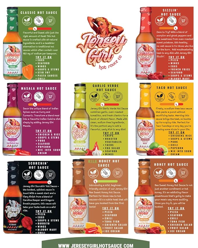 Jersey Girl Indian Masala Habanero Hot Sauce 5oz | Keto Friendly | No Added Salt, Naturally Sodium Free | Flavors of Curry, Coriander, & Cumin