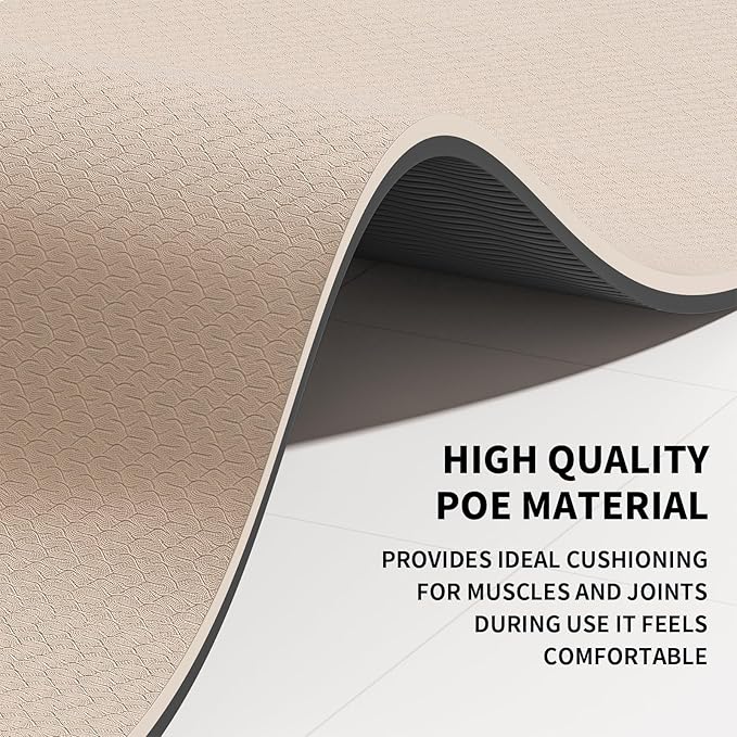 10mm Large Yoga Mat (6'x 4') - Extra Long and Wide 72 x 48 x 0.4 inches, Non-Slip POE Fitness Mat, Eco-Friendly, Thick Wide Exercise Mat for Home Workouts,Ideal for Yoga and Pilates.