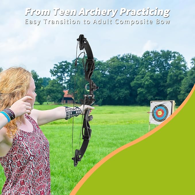 Compound Bow Archery Sets for Youth & Kids,Beginners, Right Hand Compound Bows, Draw Length 18"-27",15-30 lbs Draw Weight, 260fps, Hunting Bow Archery Arrows Set