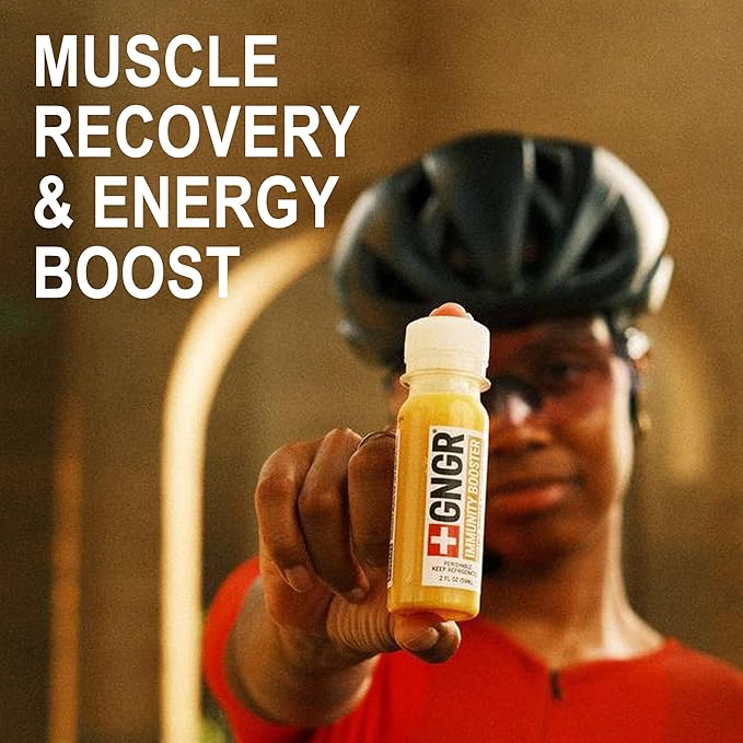 +GNGR Immunity Aid Organic Ginger and Lemon Shot - Cold Pressed Ginger Shots with Echinacea, Lemon Juice, Honey, Zinc & Vitamin D3, Immune & Digestive Support (2 Oz, Pack of 12)