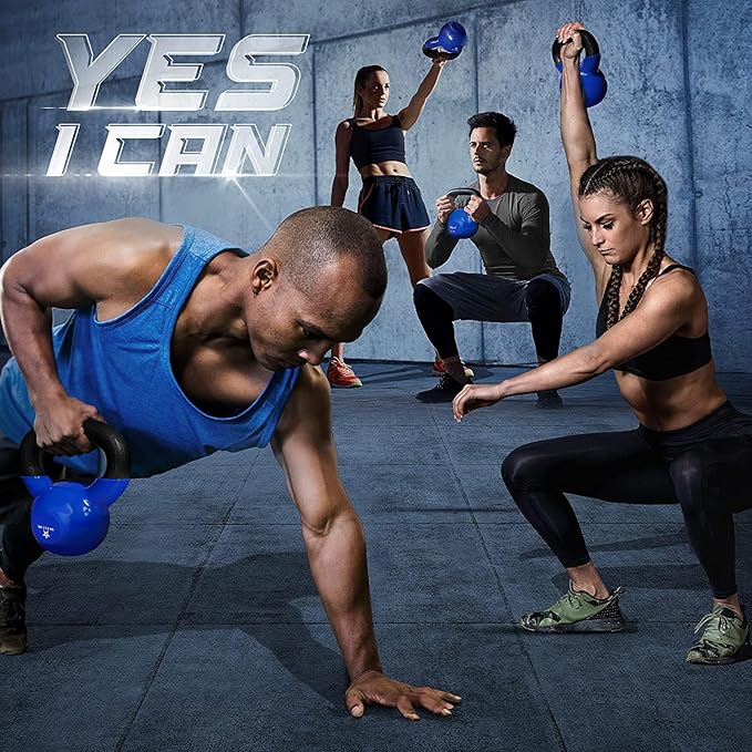Yes4All Kettlebell Set Vinyl Coated Weights Combo for Full Body Workout Equipment Push up, Grip Strength Training, Dumbbell Weights Exercises