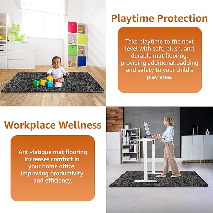 Sivan Fitness 1/2" Thick Rubber Top High-Density EVA Foam Gym Flooring for Home Gym - 48 Sq Ft Exercise Mat Tiles for Workout, Yoga, MMA, Heavy Exercise Equipment Mat - 12 Interlocking Gym Floor Mat