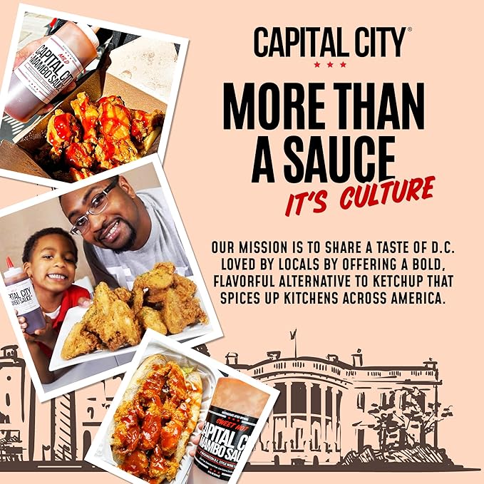 Capital City Mambo Sauce Sweet Hot, Washington DC Wing Sauces, Perfect Condiment for Wings Chicken Pork Beef Seafood Burgers Rice or Noodles, 128oz (1 Gallon)