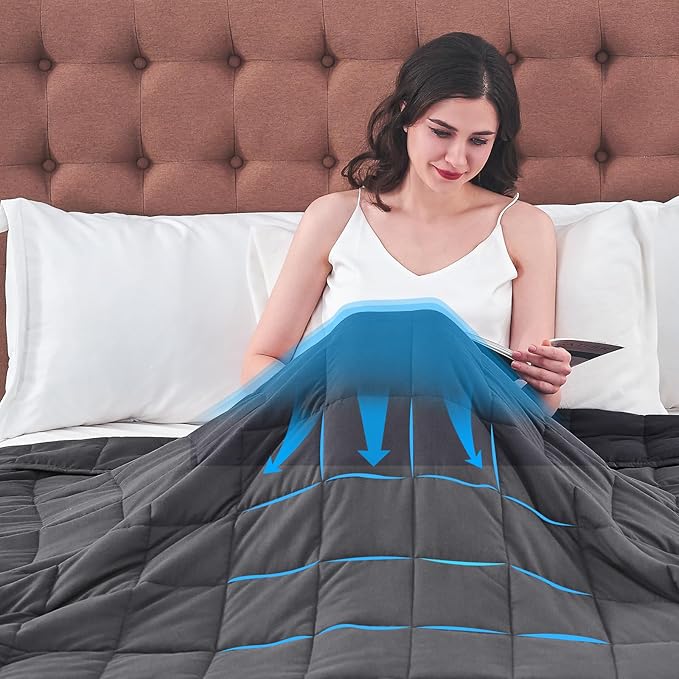yescool King Size Weighted Blanket for Adults (20 lbs, 80” x 87”, Grey) Cooling Heavy Blanket for Sleeping Perfect for 190-210 lbs, Breathable Blanket for Adults & Couple All Season, Machine Washable