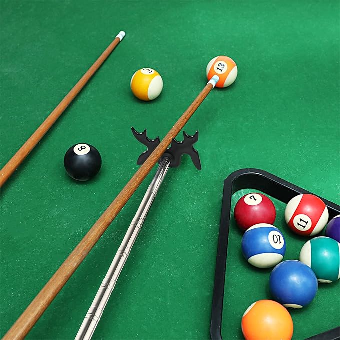 Skylety Retractable Billiard Cue Stick Bridge with Bridge Head, Snooker Set Billiard Pool Cue Accessory for Pool Table