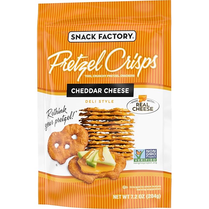 Snack Factory Pretzel Crisps, Cheddar Cheese, 7.2 Oz