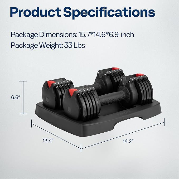 VIVOHOME 2.5 lbs to 15 lbs Adjustable Weights Dumbbells Set of 2 with Anti-Slip Handle and Tray Multiweight Options Workout Equipment for Men Women Home Gym Office Black