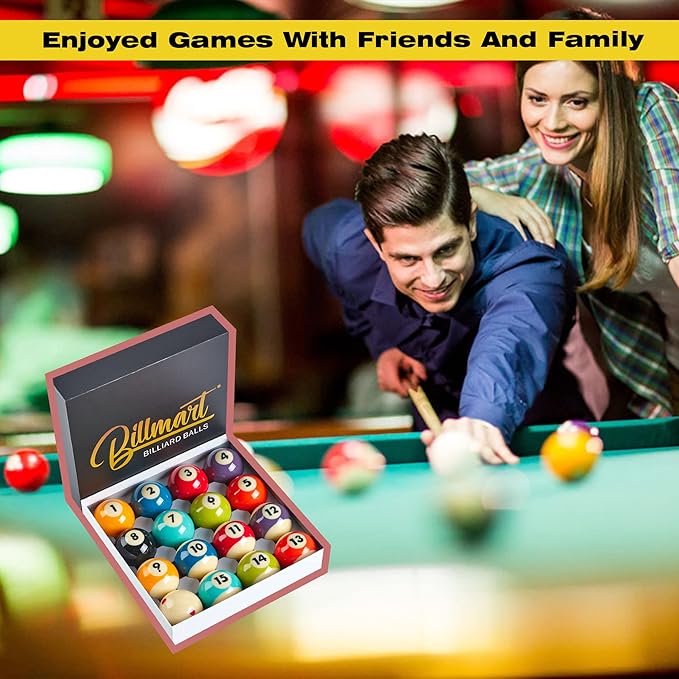Premium Billiard Balls Pool Table Accessories 2-1/4" Regulation Size 16 Pool Balls Billiard Set