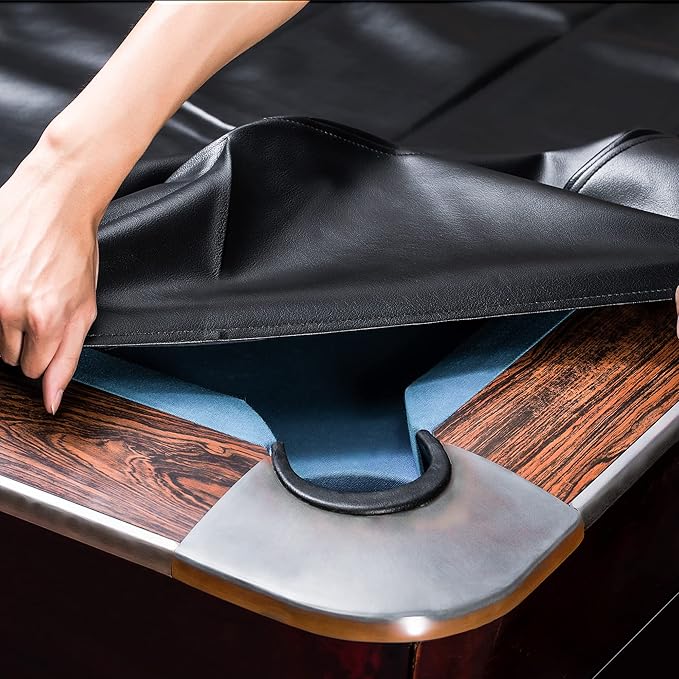 Heavy Duty Leatherette Billiard Pool Table Cover,Waterproof&Tearproof Cover for Pool Table,7/8/9 Foot Fitted(8FT/Balck)