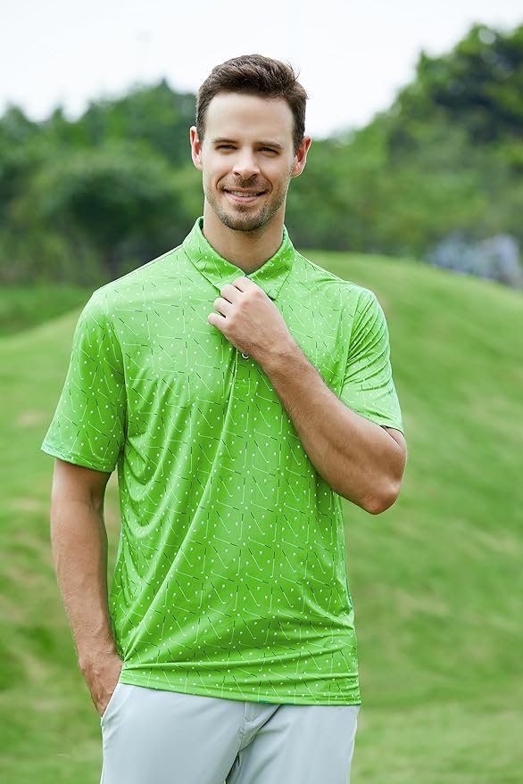 WARHORSEE Golf Polo Shirts for Men Short Sleeve Wrinkle Free 4 Way Stretch Moisture Wicking Performance Collared Tshirts