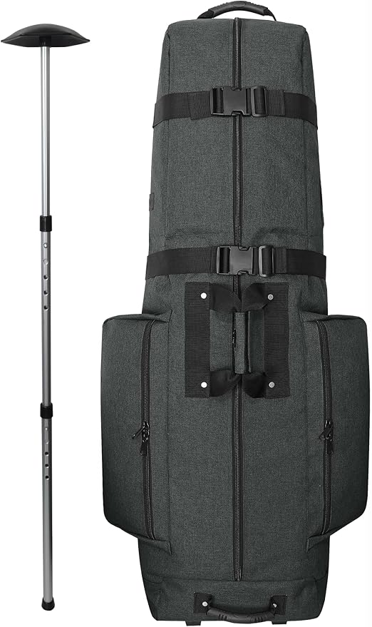 CaddyDaddy Constrictor Soft-Sided Golf Travel Bag Cover with Thick Dense Foam Padded Top 1 Year Full Travel Bag Replacement Coverage | Wheels & Lockable Zippers Case for Transporting Clubs on Airlines