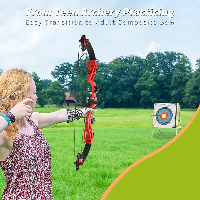 Compound Bow Archery Sets for Youth & Kids,Beginners, Right Hand Compound Bows, Draw Length 18"-27",15-30 lbs Draw Weight, 260fps, Hunting Bow Archery Arrows Set