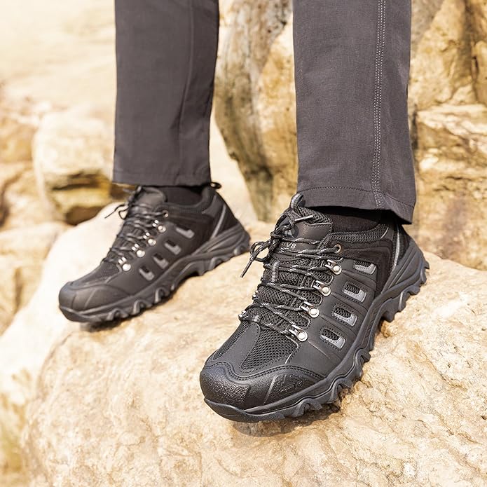 NORTIV 8 Men's Waterproof Hiking Shoes Leather Low-Top Hiking Shoes for Outdoor Trailing Trekking Camping Walking Quest