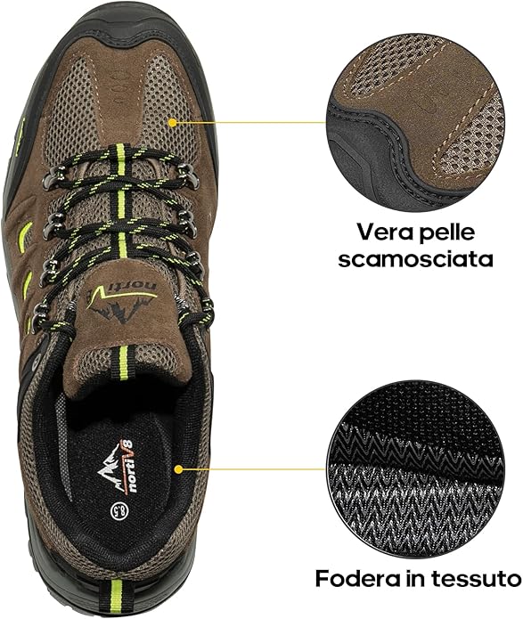 NORTIV 8 Men's Waterproof Hiking Shoes Leather Low-Top Hiking Shoes for Outdoor Trailing Trekking Camping Walking Quest