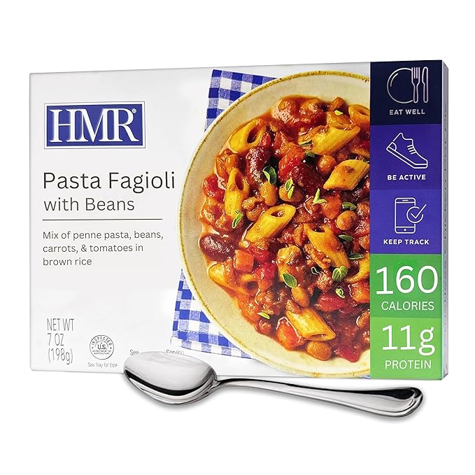 HMR Pasta Fagioli Entrée | Pre-packaged Lunch or Dinner to Support Weight Loss | Ready to Eat | Vegetarian | 11g of Protein | Low Calorie Food | 8oz Serving per Meal