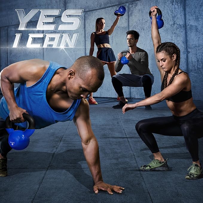 Yes4All Kettlebell Set Vinyl Coated Weights Combo for Full Body Workout Equipment Push up, Grip Strength Training, Dumbbell Weights Exercises