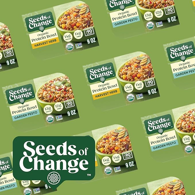 SEEDS OF CHANGE Organic Protein Bowl Harvest Herb, Prepared Entrée, Microwave in 90 Seconds, 9 oz (Pack of 6)