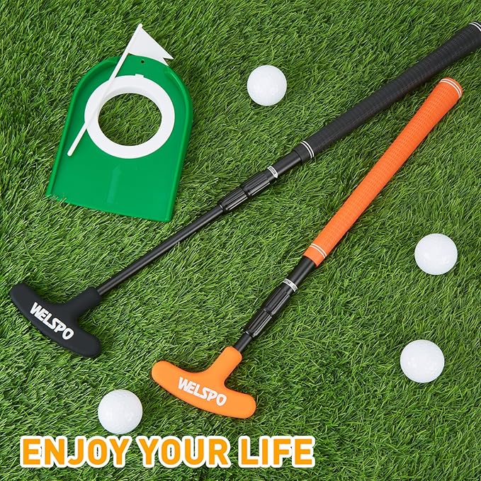 WELSPO Golf Putters for Men and Women Two-Way Kids Putter Mini Golf Putter with 2 Golf Putters, 4 Golf Balls for Right or Left Handed, Adjustable Length Golf Putter for Children, Teenagers and Adults