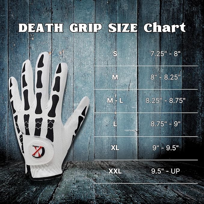 Skeleton Golf Gloves for Men 2 Pack β 100% AAA Synthetic Tacky Leather - Spooky & Funny Golf Gloves for Men β Tacky & Cool Golf Glove - Perfect for Summer & Fall Golfing
