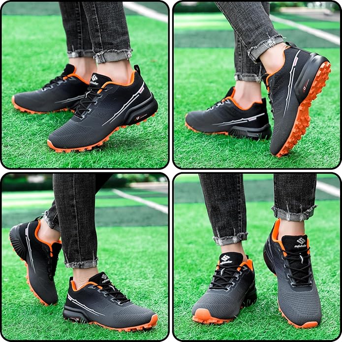 Men's Trail Running Shoes Lightweight Breathable Walking Hiking Sneakers Outdoor Athletic Tennis Cross Training Shoes