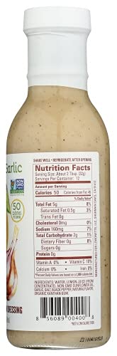 LEMONETTE Sugar Free, Low Cal, Low Fat Salad Dressing: Lemon Garlic 1 Gourmet 12oz bottle - Keto, Gluten Free, Vinegar Free, Soy Free, Dairy Free, Canola Free, Vegan Certified