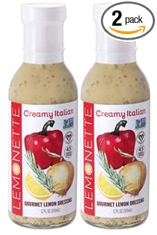 LEMONETTE Sugar Free, Low Cal, Low Fat Salad Dressing: Creamy Italian Herb 2 Gourmet 12oz bottles- Keto, Sugar Free,Gluten Free, Vinegar Free, Soy Free, Dairy Free, Canola Free, Vegan Certified