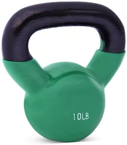 JFIT Kettlebell Weights Vinyl Coated Iron - 12 Size Options, 5lbs-50lbs - Coated for Floor and Equipment Protection, Noise Reduction, Ballistic, Core, Weight Training