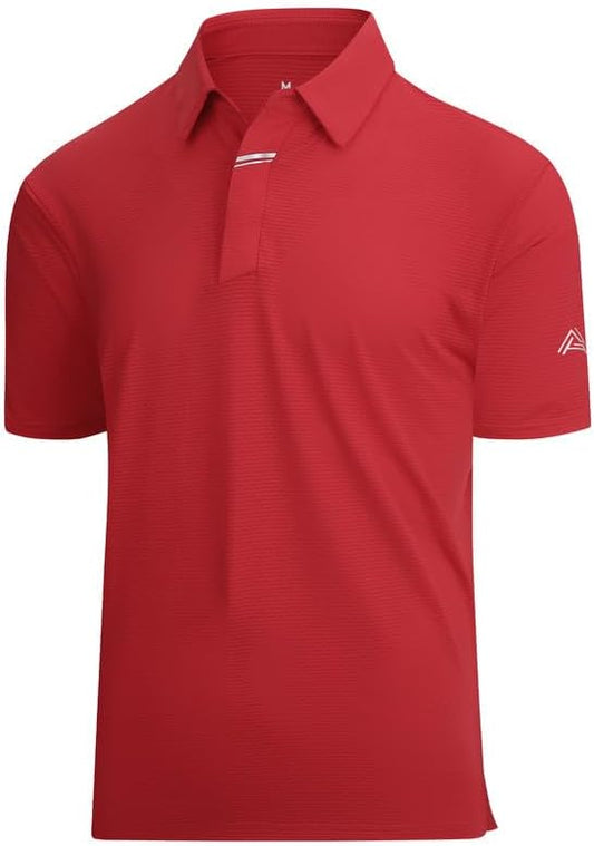 Damipow Premium Golf Shirts for Men Dry Fit Performance Polo Short Sleeve Collared Shirt