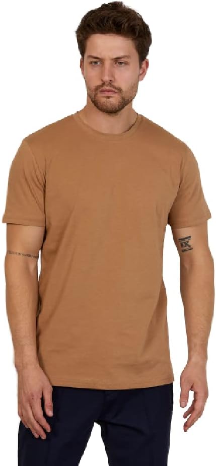 Men's Short Sleeve Crewneck T-Shirt 100% Cotton - Classic Colors - Breathable Mesh Fabric - Ideal for Sports & Everyday Wear