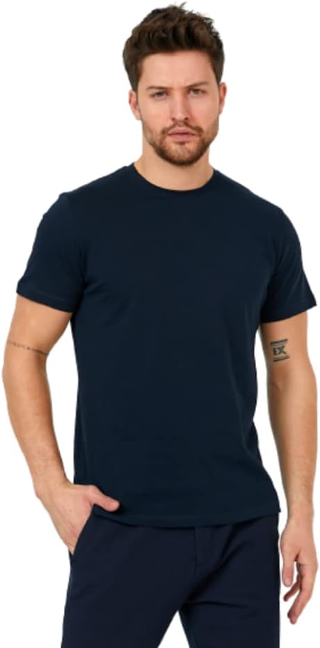 Men's Short Sleeve Crewneck T-Shirt 100% Cotton - Classic Colors - Breathable Mesh Fabric - Ideal for Sports & Everyday Wear