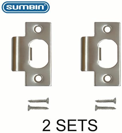 Heavy Duty Replacement Strike Plate T Lip Radius Corner for Knob or Lever Door Lock in Satin Nickel Finish 2 PCS